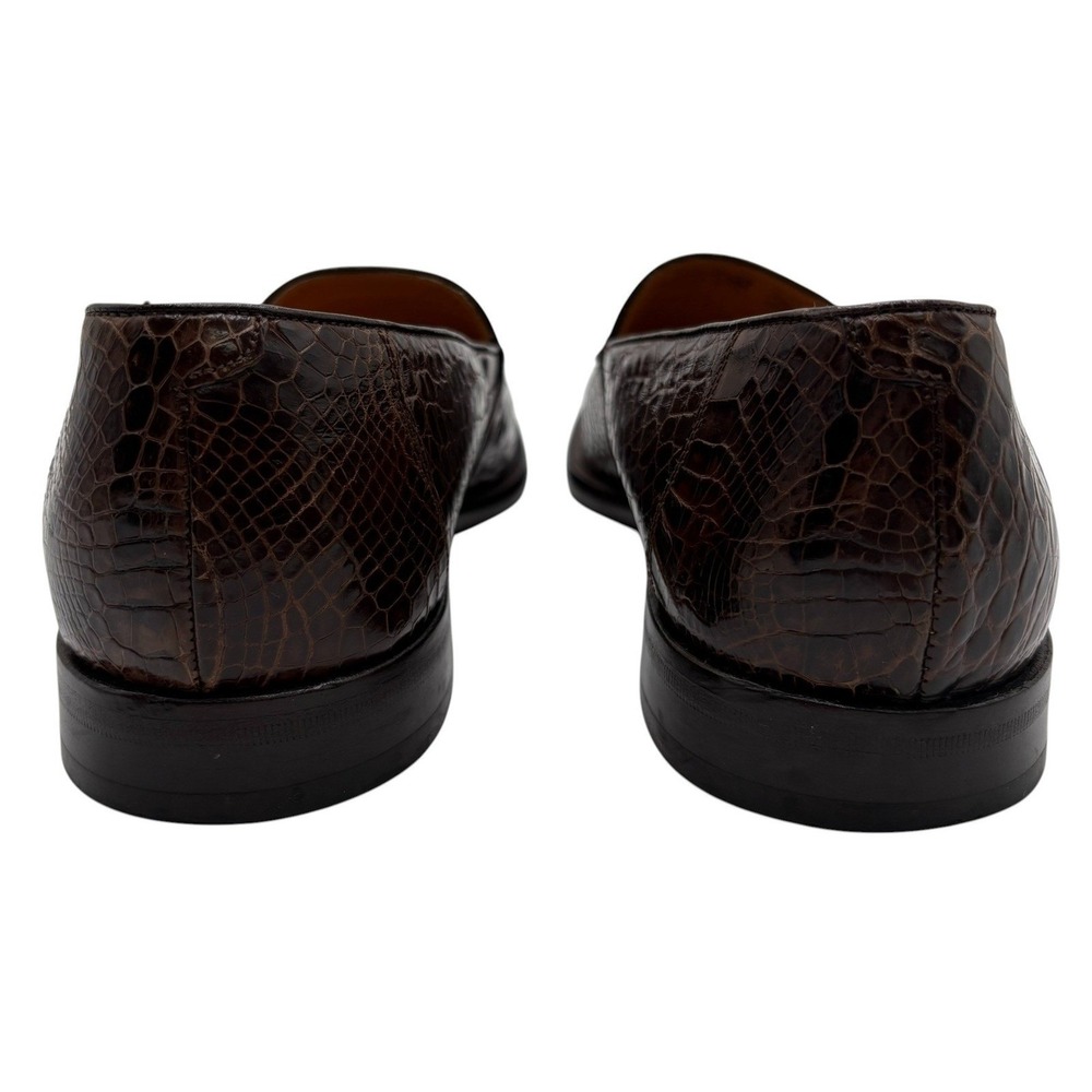Mezlan Platinum Alligator Leather Loafer Mens 8.5 M Brown Slip On Shoes Spain - Picture 5 of 11